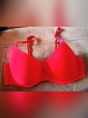 NWOT Ladies Tee Shirt Bra, Red Sz 36C
